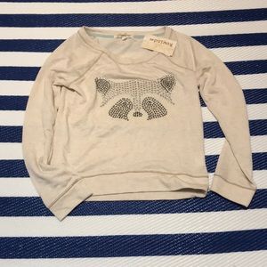 NWT Rewind Raccoon Crew Sweater Tan Size Small